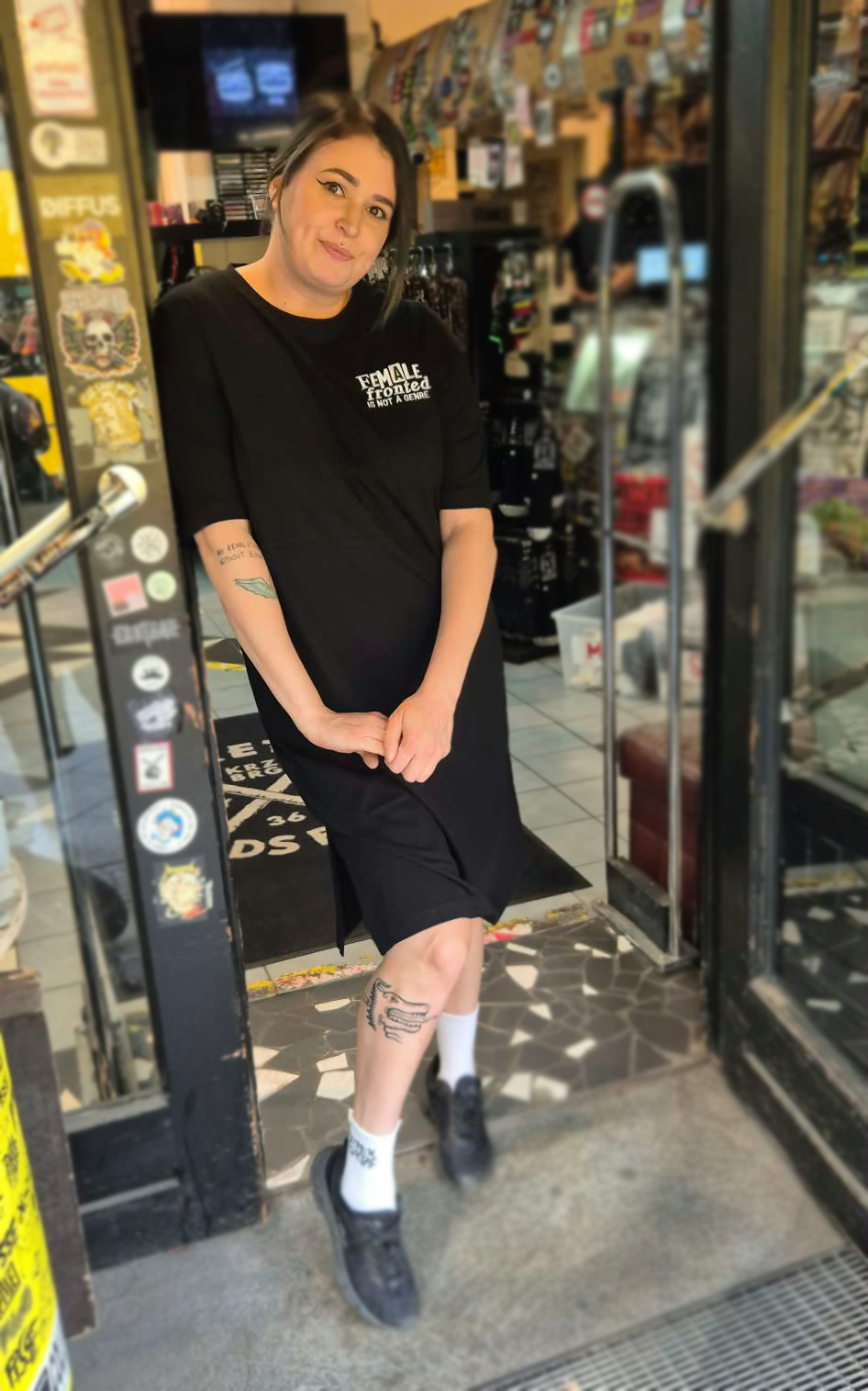 Female Fronted is Not A Genre Black Dress (Embroidered)