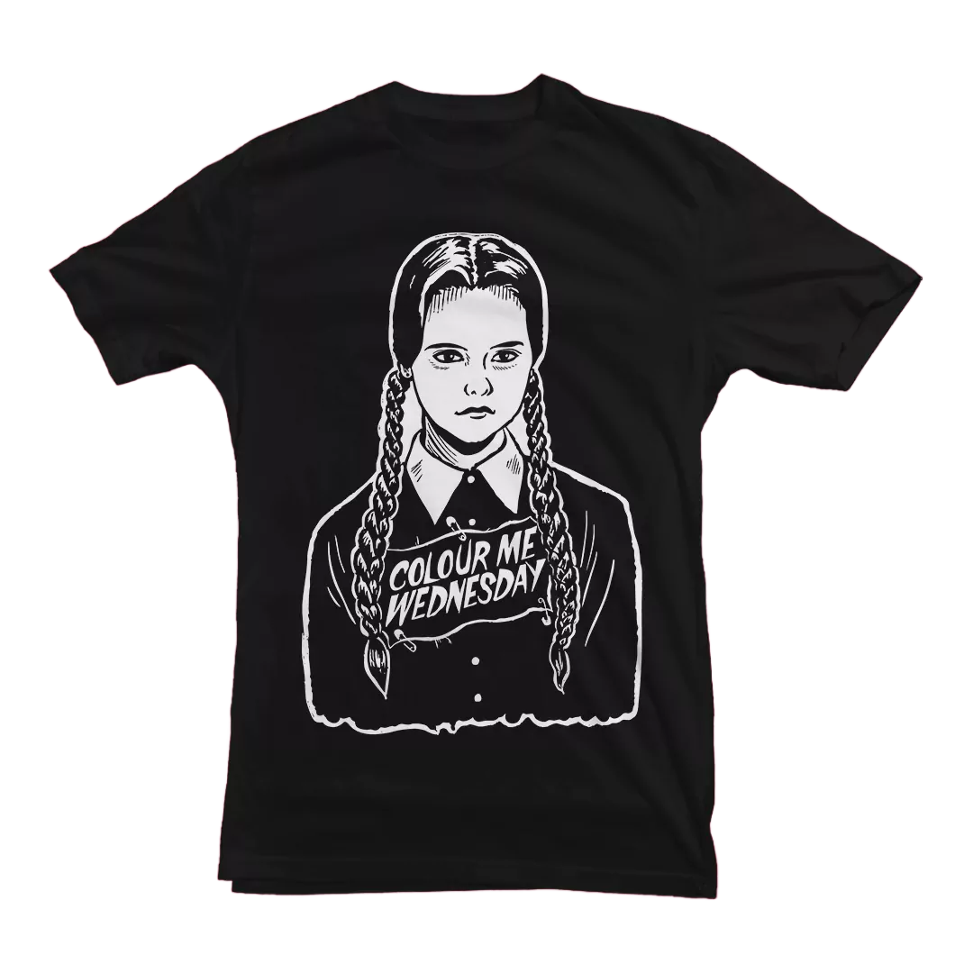 Colour Me Wednesday "Addams Family" Black T-Shirt