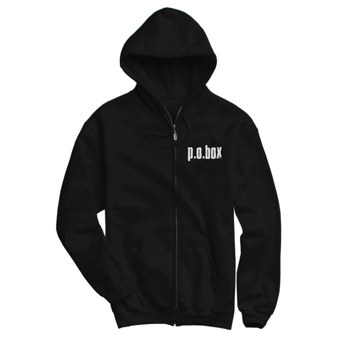 P.O. Box "Logo" Black Zip Hoodie
